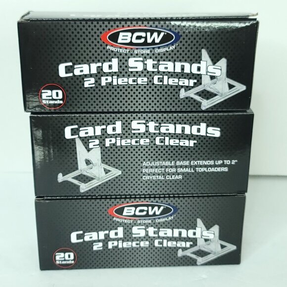 Lot of 3 BCW 2-Piece Card Stands Adjustable Display Stand Clear Coins 60 Total - Picture 1 of 5